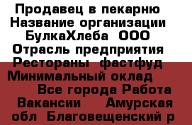 Продавец в пекарню › Название организации ­ БулкаХлеба, ООО › Отрасль предприятия ­ Рестораны, фастфуд › Минимальный оклад ­ 28 000 - Все города Работа » Вакансии   . Амурская обл.,Благовещенский р-н